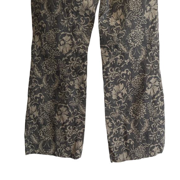 Womens Harolds Black Gold Floral Tapestry Wide Leg Cotton Denim Jeans Size 12 - Picture 13 of 16